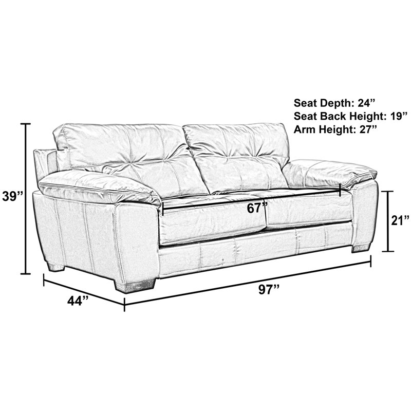 Scalli 97" Upholstered Pillow Top Arm Sofa, Gray Faux Leather