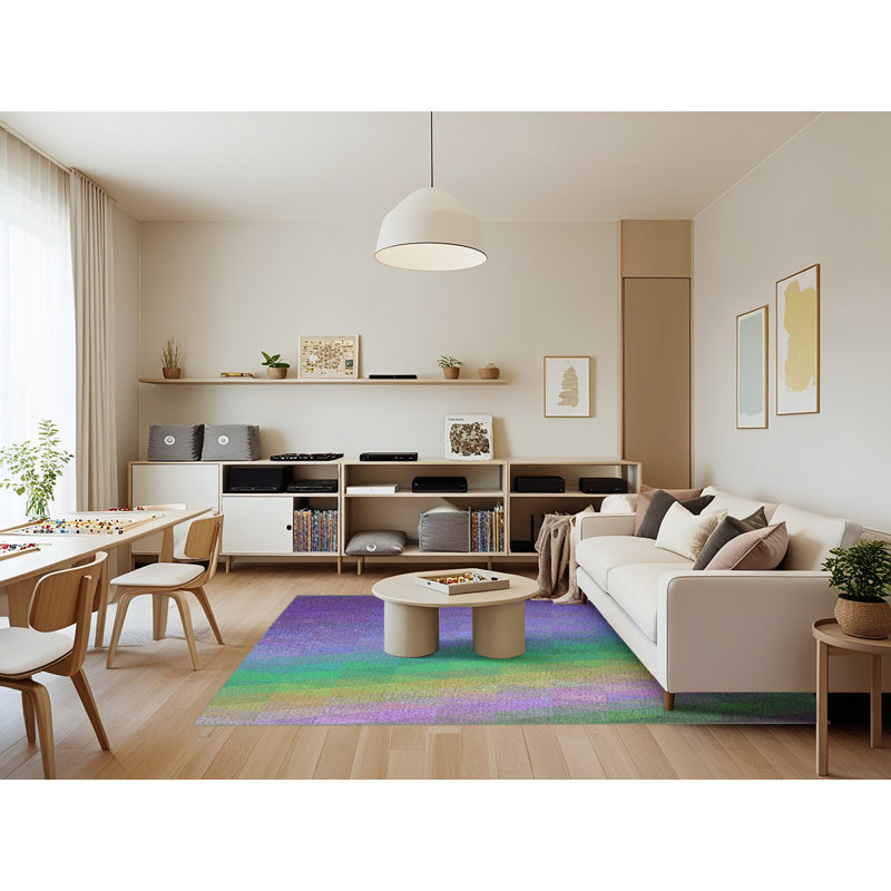 Tapis mauve à motif géométrique Kinyon, Rectangle 7 pi x 9 pi