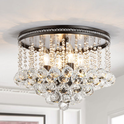 4-Light Modern Dimmable Crystal Flush Mount