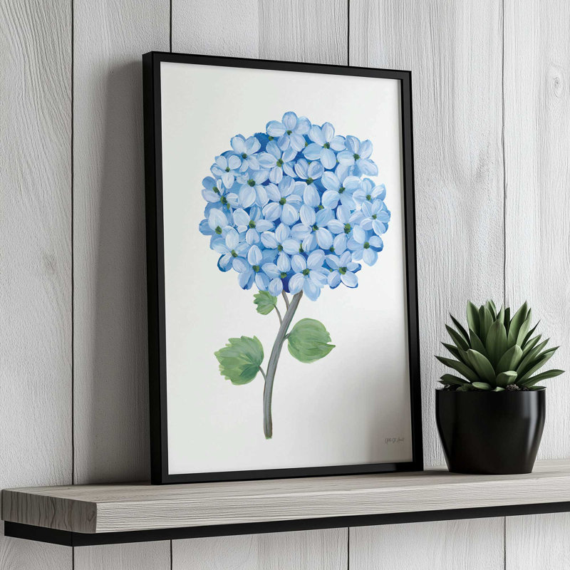 «Nantucket Blue Hydrangea I» par Yvette St. Amant, reproduction d'art sur toile, H 16 po x l 12 po, Or