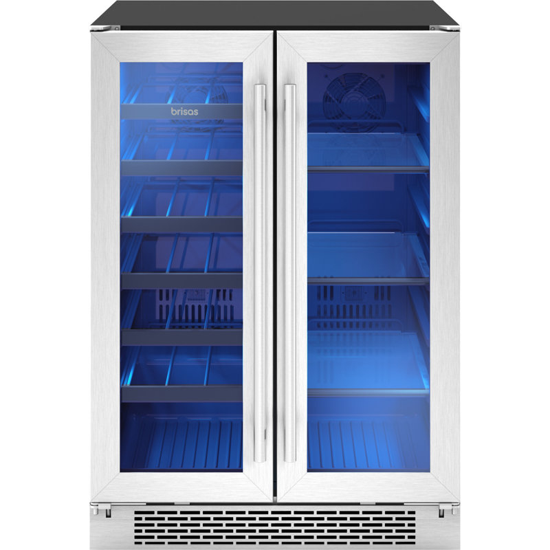 Stainless Steel Dual Zone French Door Wine and Beverage Cooler