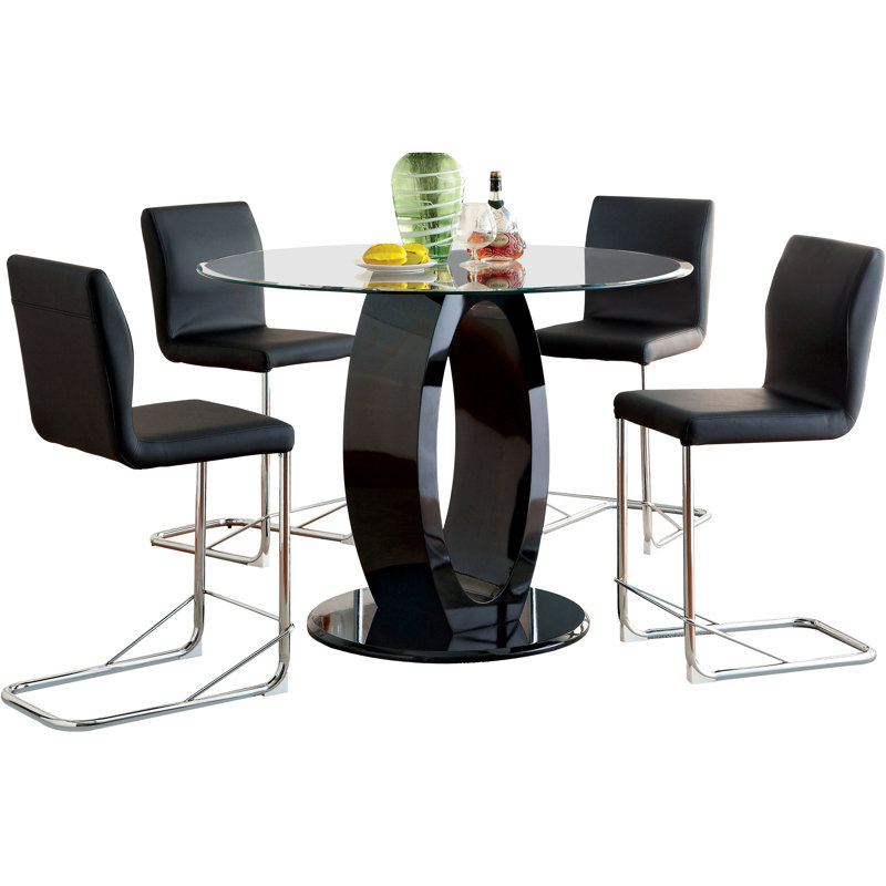 Table de salle à manger à hauteur de comptoir Balwinder, Noir
