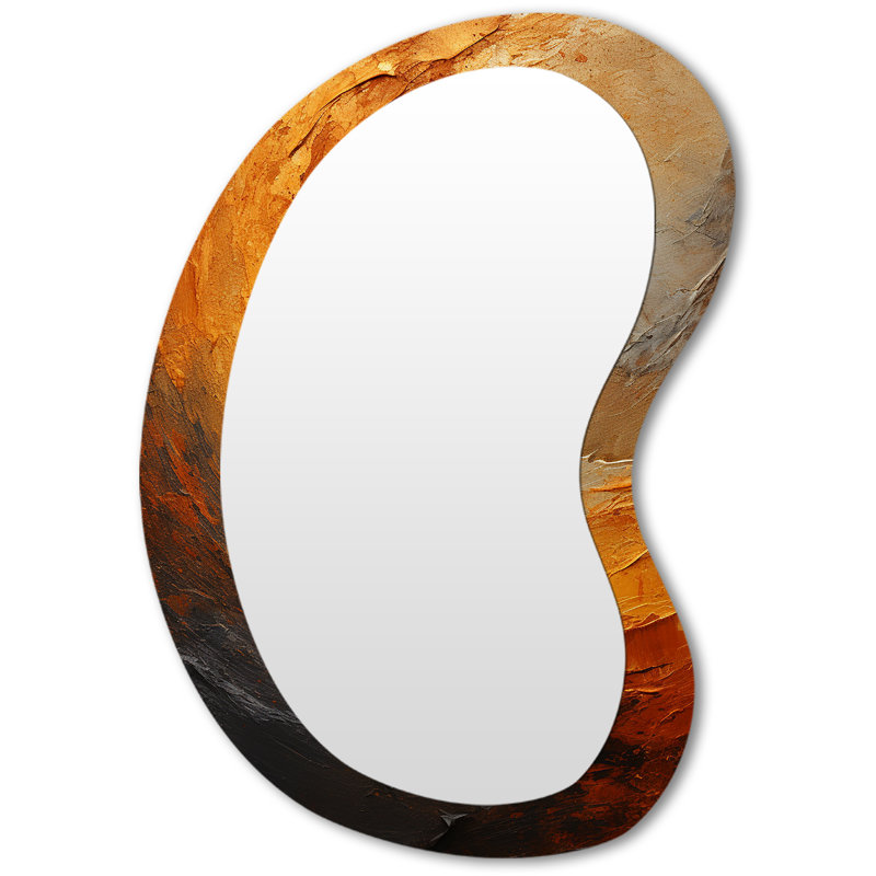 Miroir mural asymétrique doré et orange, 31 po x 22 po