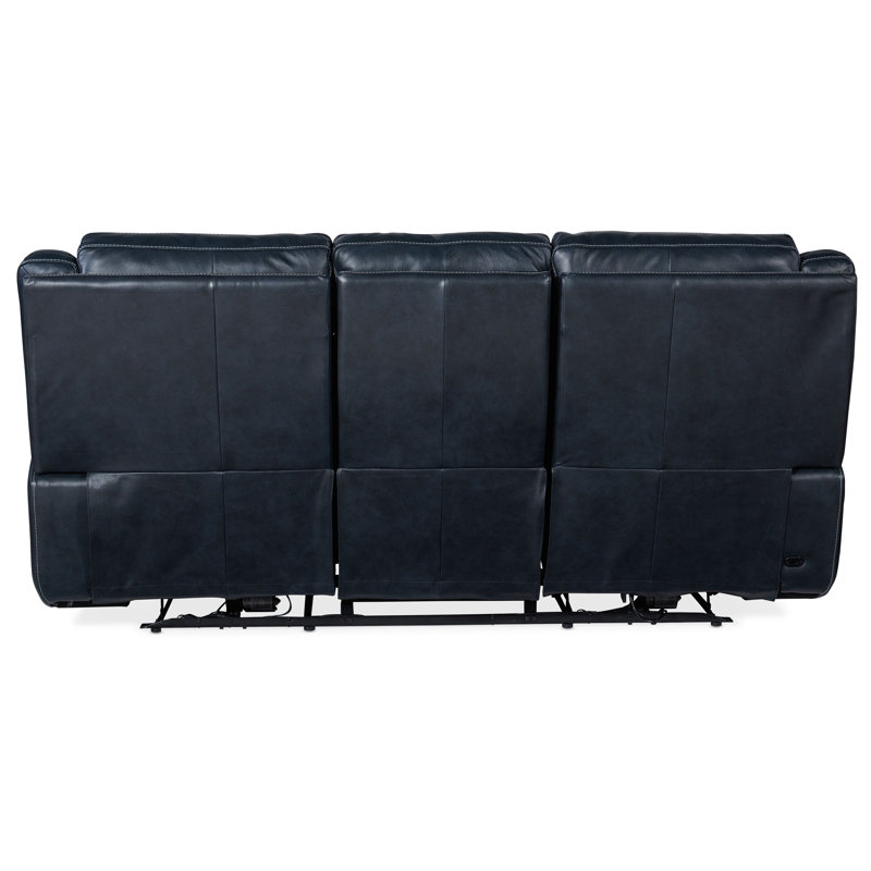 MS 87.5" Genuine Leather Pillow Top Arm Reclining Sofa, Genuine Leather Cosmos Cobalt, 43" H x 87.5" W x 40.5" D, 3