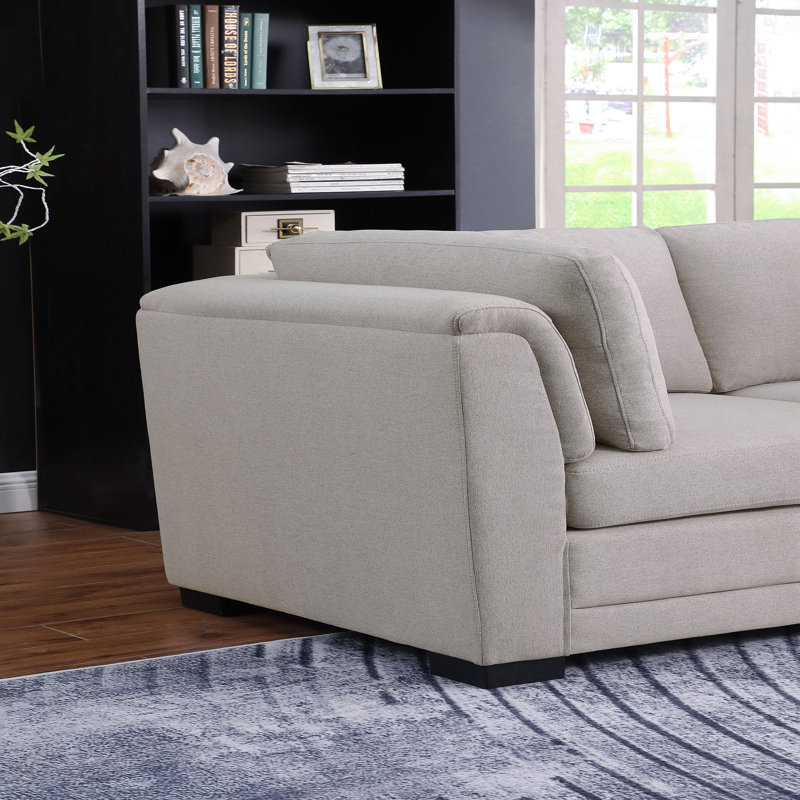 70.5" Light Grey Linen Fabric Loveseat