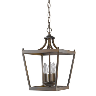 Luminaire suspendu géométrique 3 lumières lanterne Rancourt