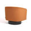 Fauteuil demi-tonneau pivotant en velours orange avec base en bois massif Everett Applewold-110869181