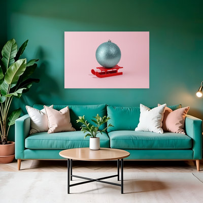 «Christmas Sled Abstract Traditional Landscape Nature», reproduction d'art murale