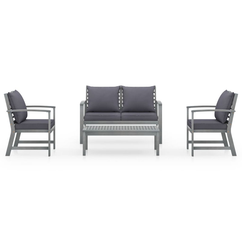 Aviv 4 Piece Lounge Chair with Cushions, Gray/Dark Gray