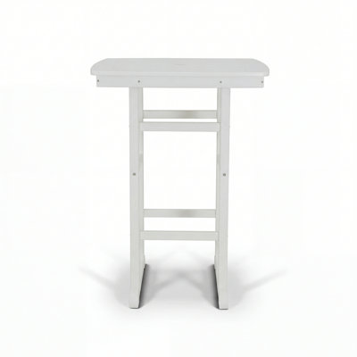 3-Piece HDPE Bar-Height Patio Set, Square Pub Table With Umbrella Hole, 2 Bar Chairs With Cup Holders