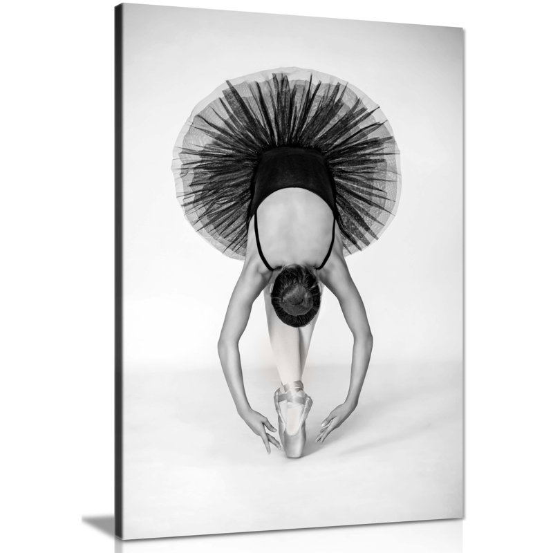 Dancing Ballerina In Black Dress - Wrapped Canvas Print, 91cm H x 61cm W