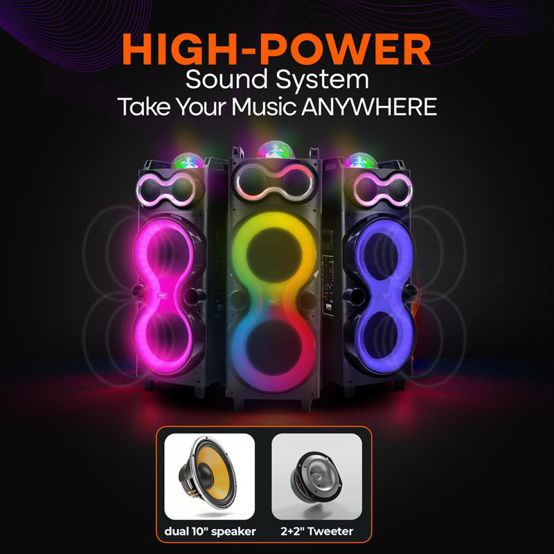 Pyle Audio Large Bluetooth Party Speaker - Big Bluetooth Speaker With True Wireless Stereo System - Enjoy Powerful Bass And Clear Treble - Big Speaker With LED Display - Model PPHP1028-240W
