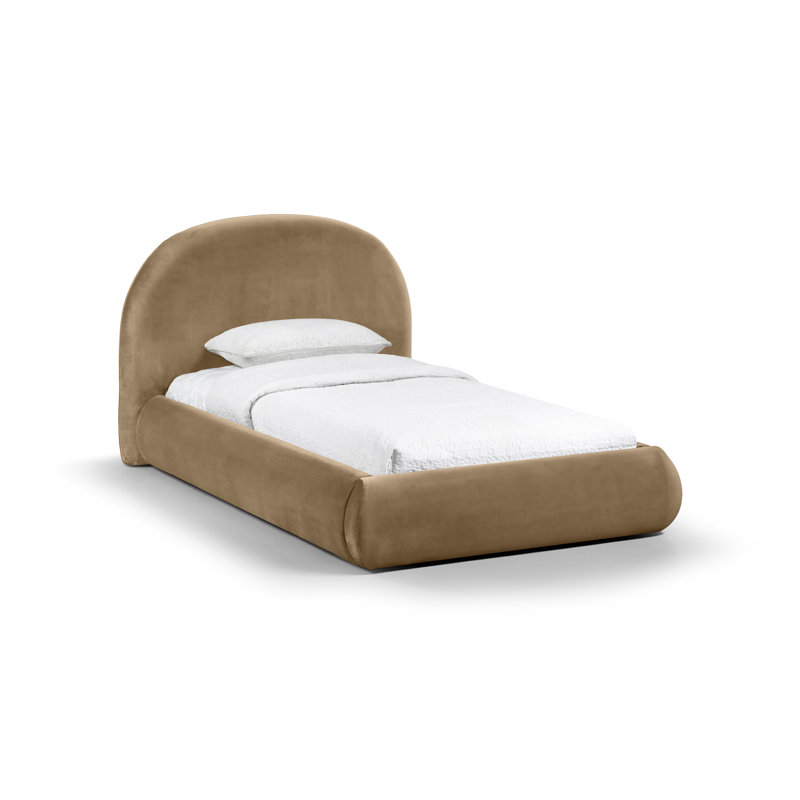 Lit tapissier Kat, Lit simple, Beige