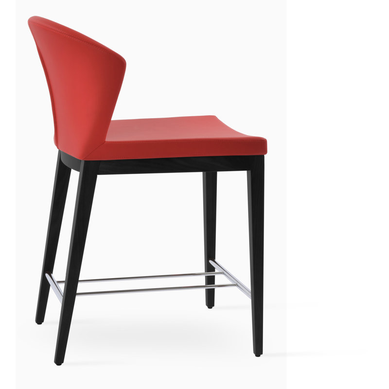 Tabouret de bar et de comptoir Capri, Tabouret de comptoir (siège d'une hauteur de 24 p, Wengé, Rouge