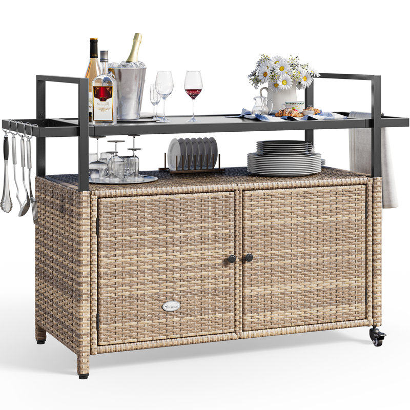 Wicker Rattan Kitchen Island