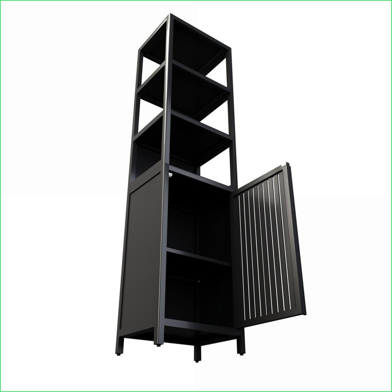 Cabinets, Black Natural Bamboo Storage Cabinet with Shutter Door &amp; 3 Tier Shelves, Freestanding Linen Tower Organizer | Minimalist | Bathroom