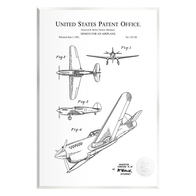 Art mural détaillé sur toile, avion par Karl Hronek, H 19 po x l 13 po x P 0,5 po