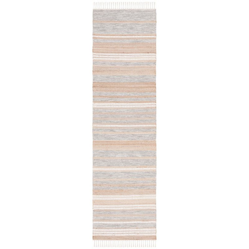 Tapis rayé à la main Caspen, Tapis de couloir 2 pi 3 po x 8 pi