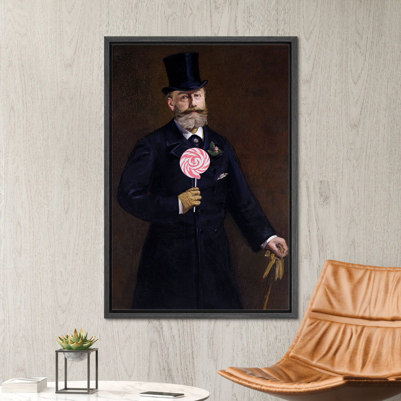 «Lollipop Victorian suit man», Cadre flottant noir, H 24 po x l 16 po