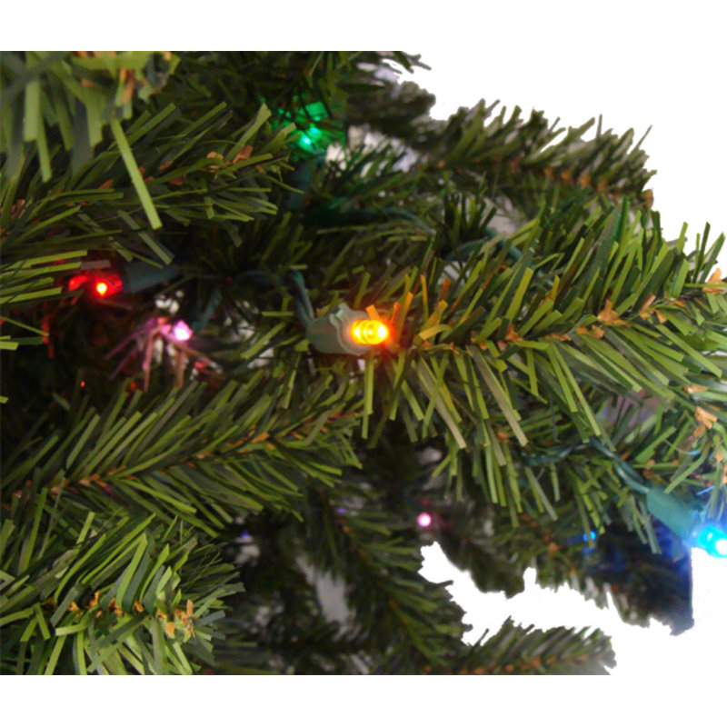 10' Green Canadian Pine Artificial Christmas Tree With 800 Multi-Colored Lights With Stand, 10' H
