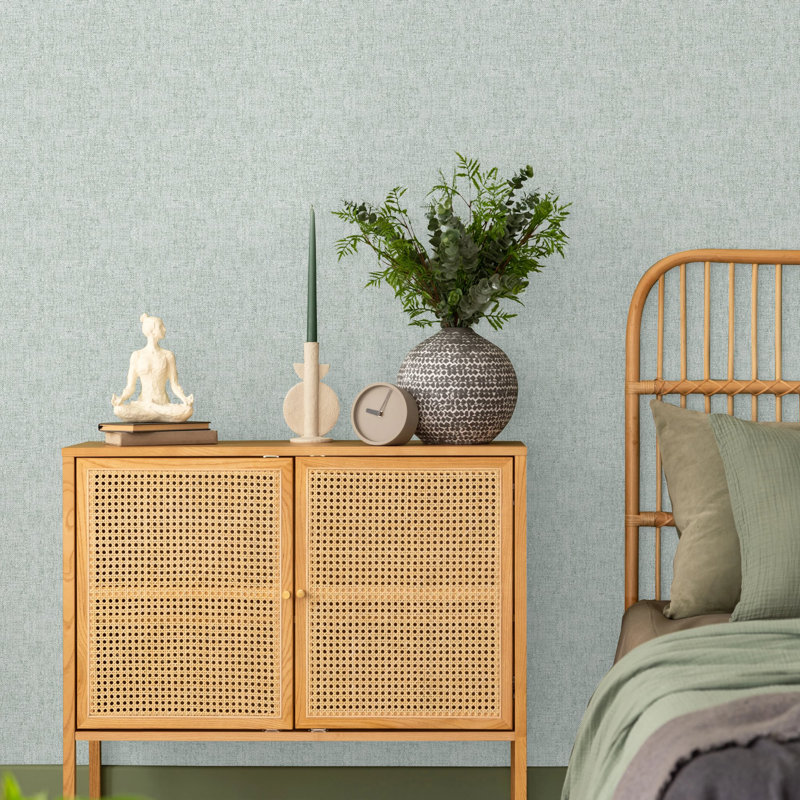 Superfresco Caress Texture Plain 10m x 52cm Matte Wallpaper Roll, Green