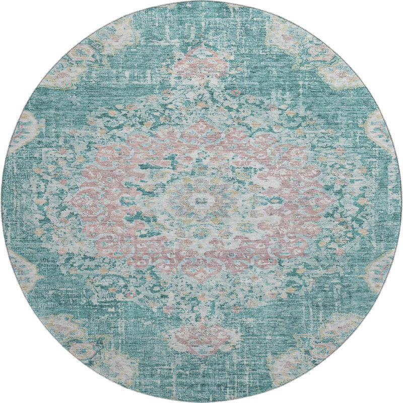 Premium Machine Washable Kelton AMF1236 Global Rug, Round 8'