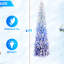 Arbre de Noël 7 pi avec 300 dégradés bleus et blanc chaud, 725 pointes, branches articulées pour décoration de fêtes de Noël, lumières à DEL, couloir pour petits appartements facile à installer