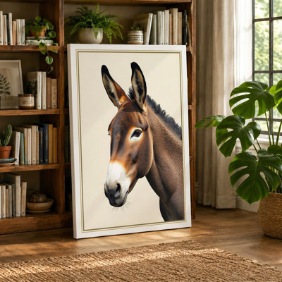 Donkey Portrait Rustic - Wrapped Canvas
