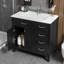 Meuble-lavabo noir 36 po avec lavabo en céramique, armoire en bois massif et tiroirs pour salle de bain moderne-829787266