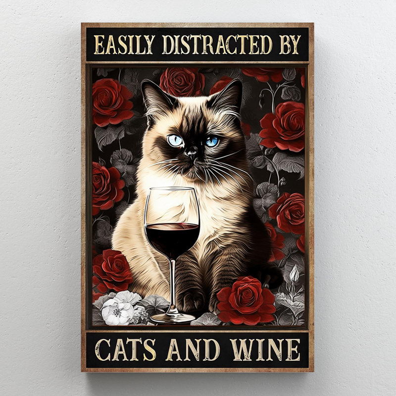 " Roses Cats And Wine ", 36" H x 24" W x 1.25" D