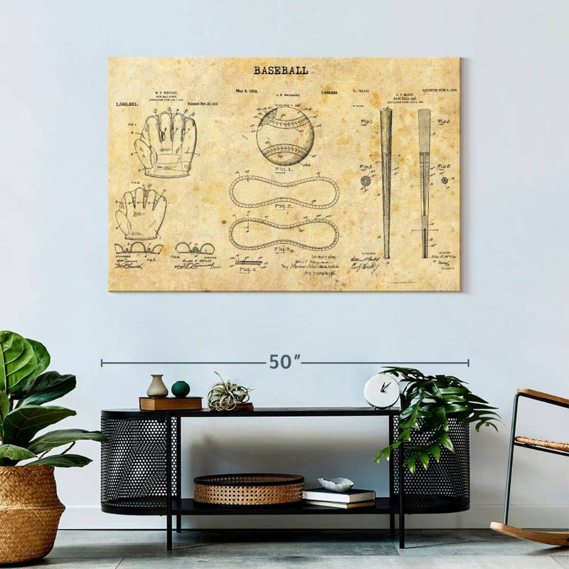 Baseball Compilation brevet sur toile, H 32 po x l 48 po x P 1,25 po