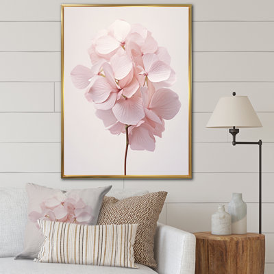 Hydrangées roses chuchotant des pétales sur toile