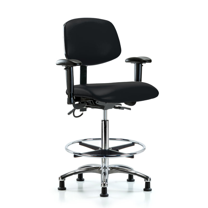 Mila Drafting Chair, Black, Glides, Not Included