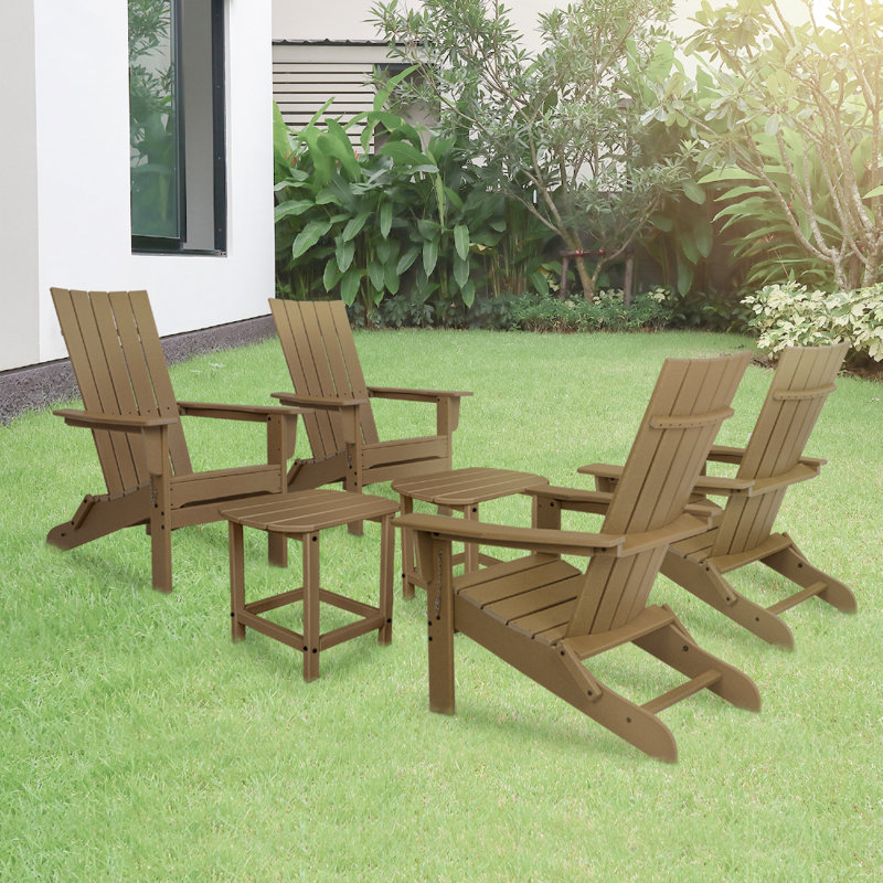 Ensemble de 4 chaises pliantes Durapatio Adirondack avec table, Acajou