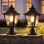 21 po Lampadaire de poteau haut rétro pour poteau de jardin extérieur en métal noir et verre transparent avec pilier