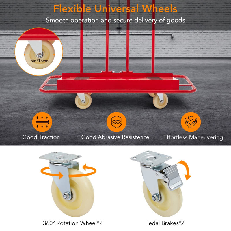 Chariot robuste à parois sèches avec capacité de charge de 1 600 lb