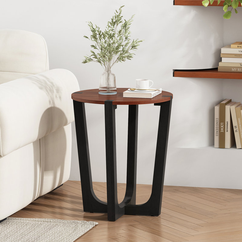 Table d'appoint en bois d'acacia massif avec plateau circulaire et base minimaliste, parfaite pour un décor moderne et rustique