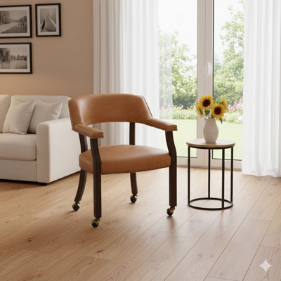 Gorman Dining and Game Chair with Saddle Faux Leather