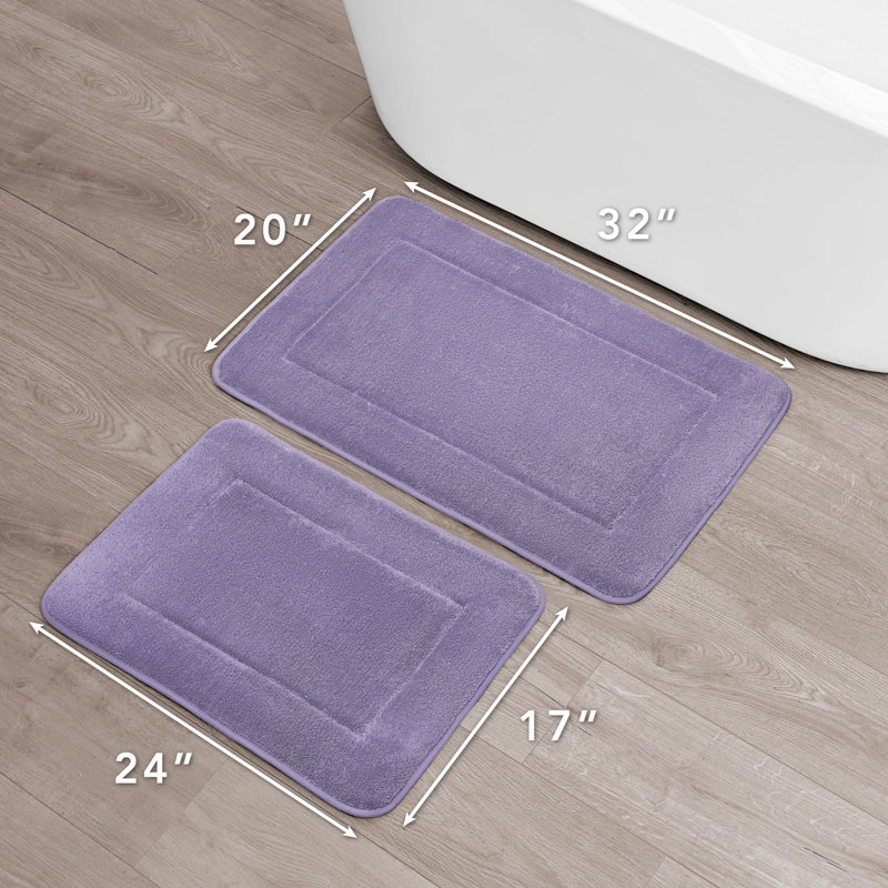 Inglestone Common Non-Slip Bath Rug, Wisteria Purple, 17"  x 24"  / 20"  x 32" 