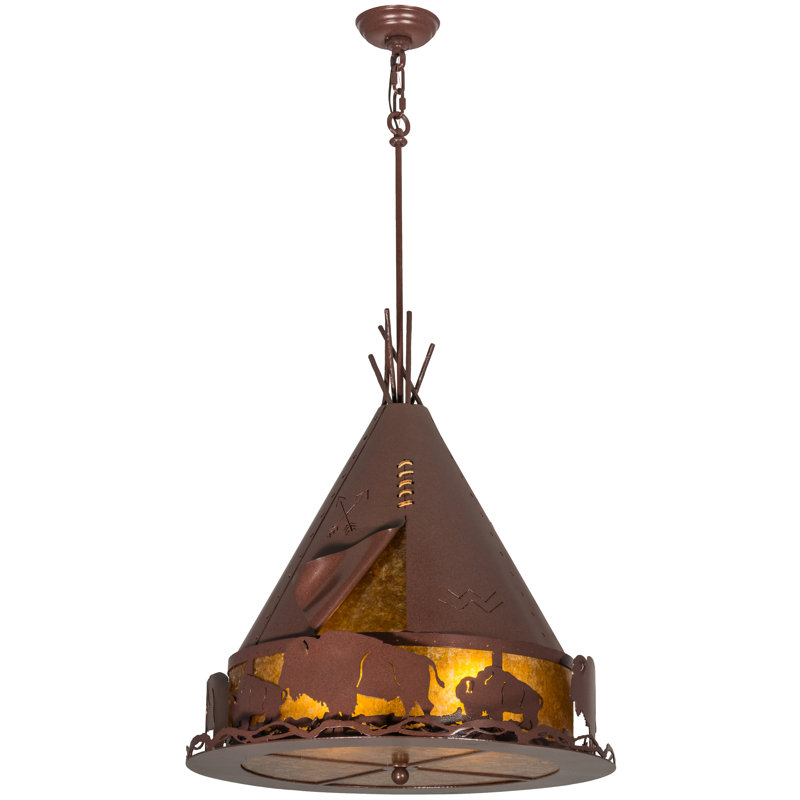 Rustic Lodge 4 - Light Pendant, 74" H x 24" W x 24" D, Rust