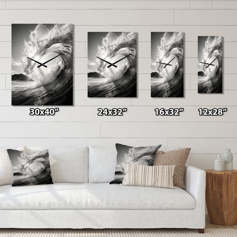 Wave Photo I - Très grandes horloges murales nautiques et de plage, H 40 po x l 30 po x P 1 po