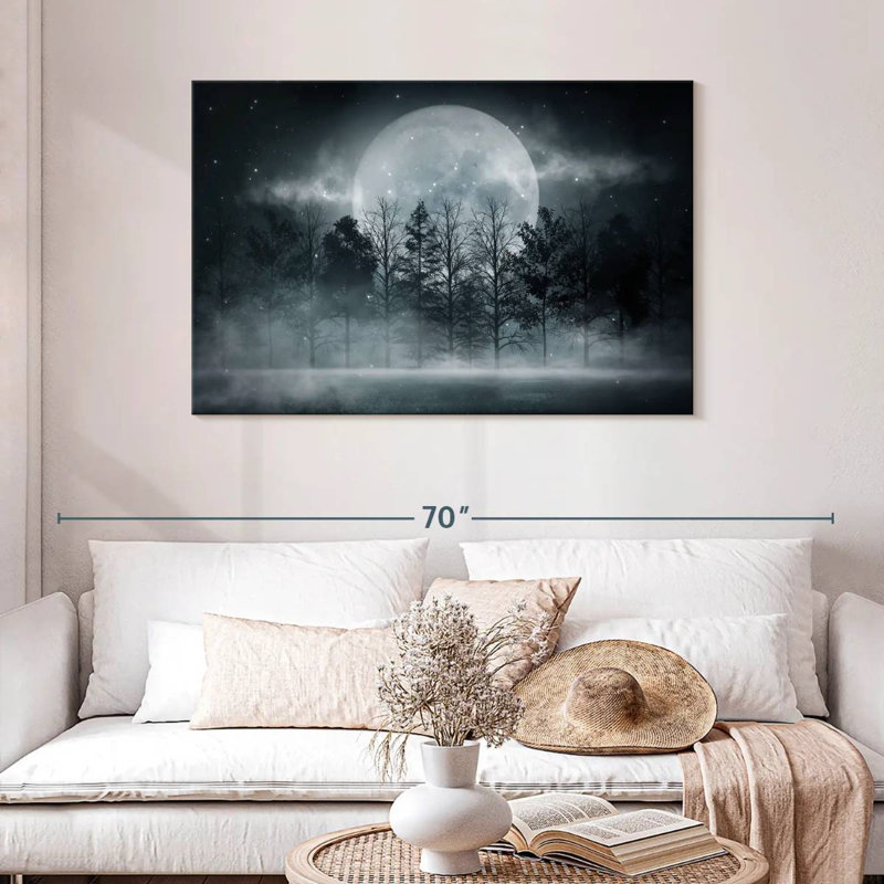 Forêt sombre au clair de lune, H 30 po x l 45 po