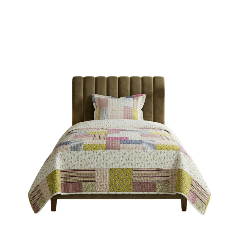  Patchwork Quilt Set - with Pillow Sham/s - Machine Washable Lightweight Multicolor Bedding, Twin Quilt + 1 Sham