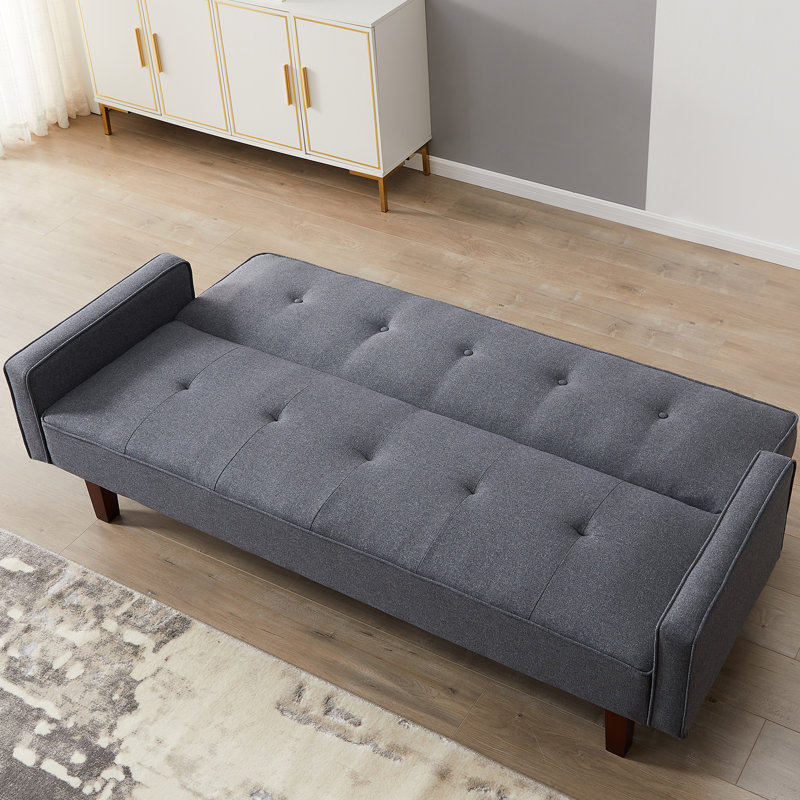 Eliga Upholstered 73.5'' Sleeper Sofa, Linen Gray