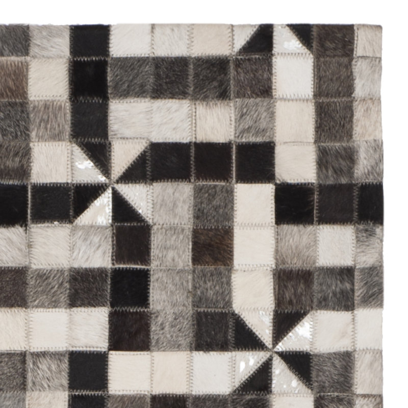 Patricio Studio Leather Hand Woven Leather Geometric Rug, Rectangle 3' x 5'