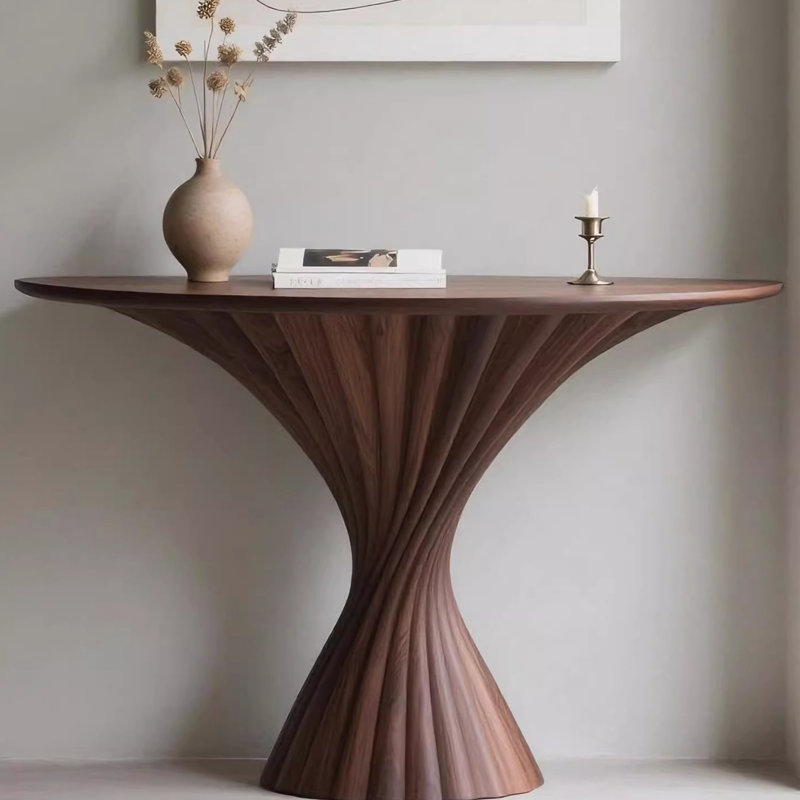 Modern-style solid wood console table, 35.4" H x 55" W x 15.7" D