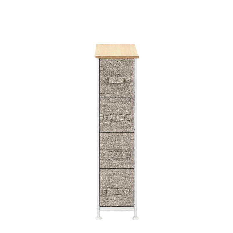 Cahanding 4 Drawer Storage Drawer, White/Linen