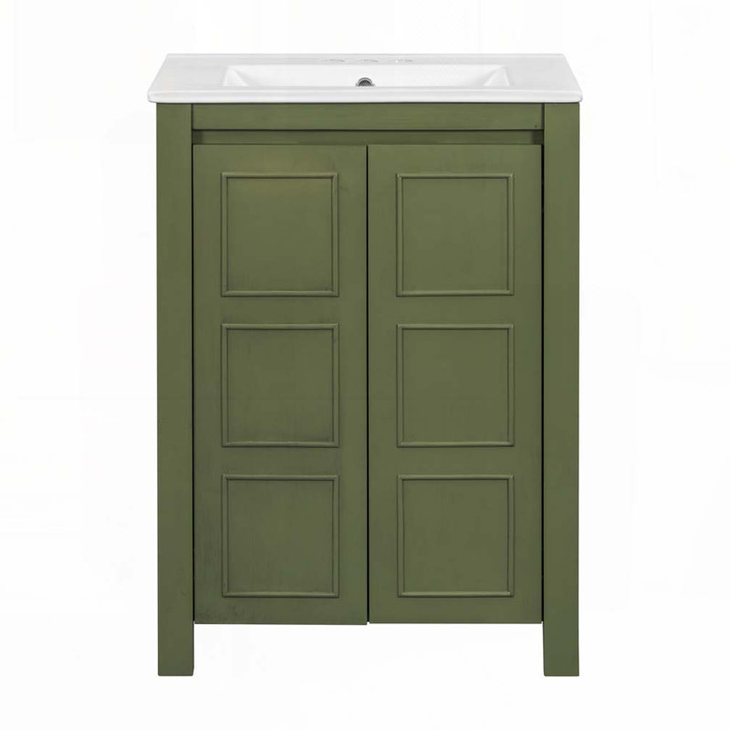 Meuble-lavabo 24 po avec lavabo en céramique et portes réglables