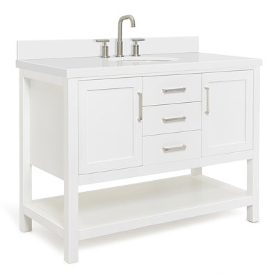 Meuble-lavabo simple avec comptoir en quartz blanc