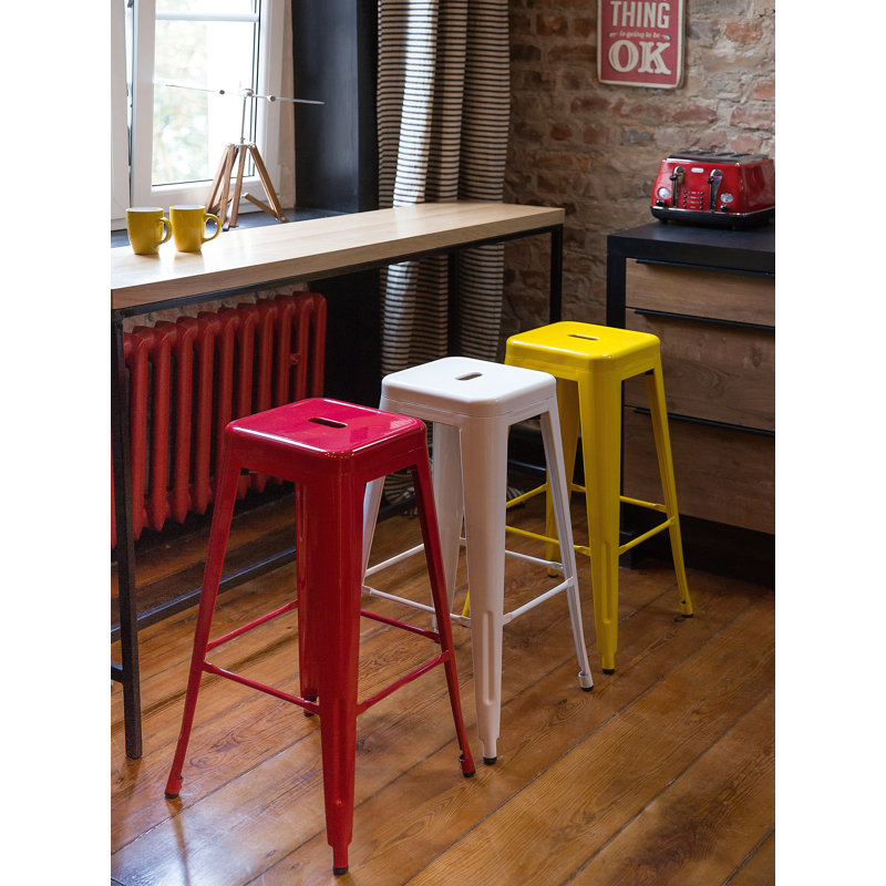 Iowa Park Counter Stool with Metal Frame, Yellow
